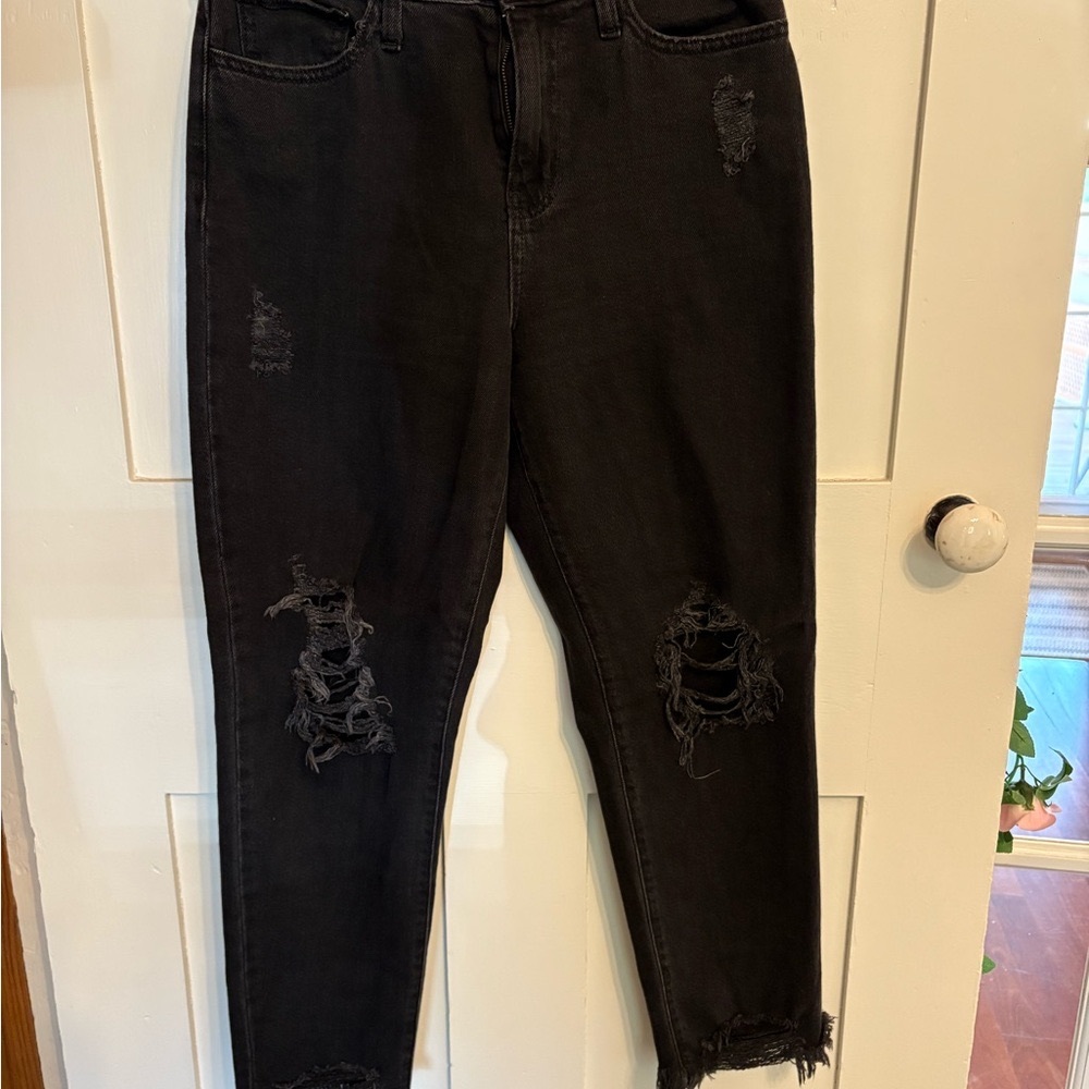 SO Black High Rise destroyed mom jeans